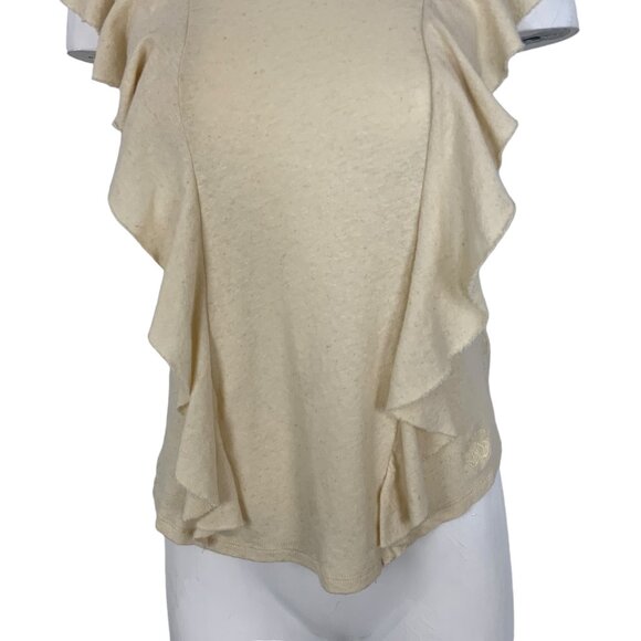 Ted Baker Kathley Frill Tank Top 3 US/8 Linen Blend Cream Sleeveless Ruffles - Picture 10 of 12